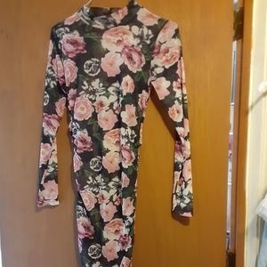 Long sleeve sheer body dress